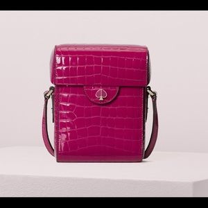 Croc Embossed Medium Leather Camera Bag